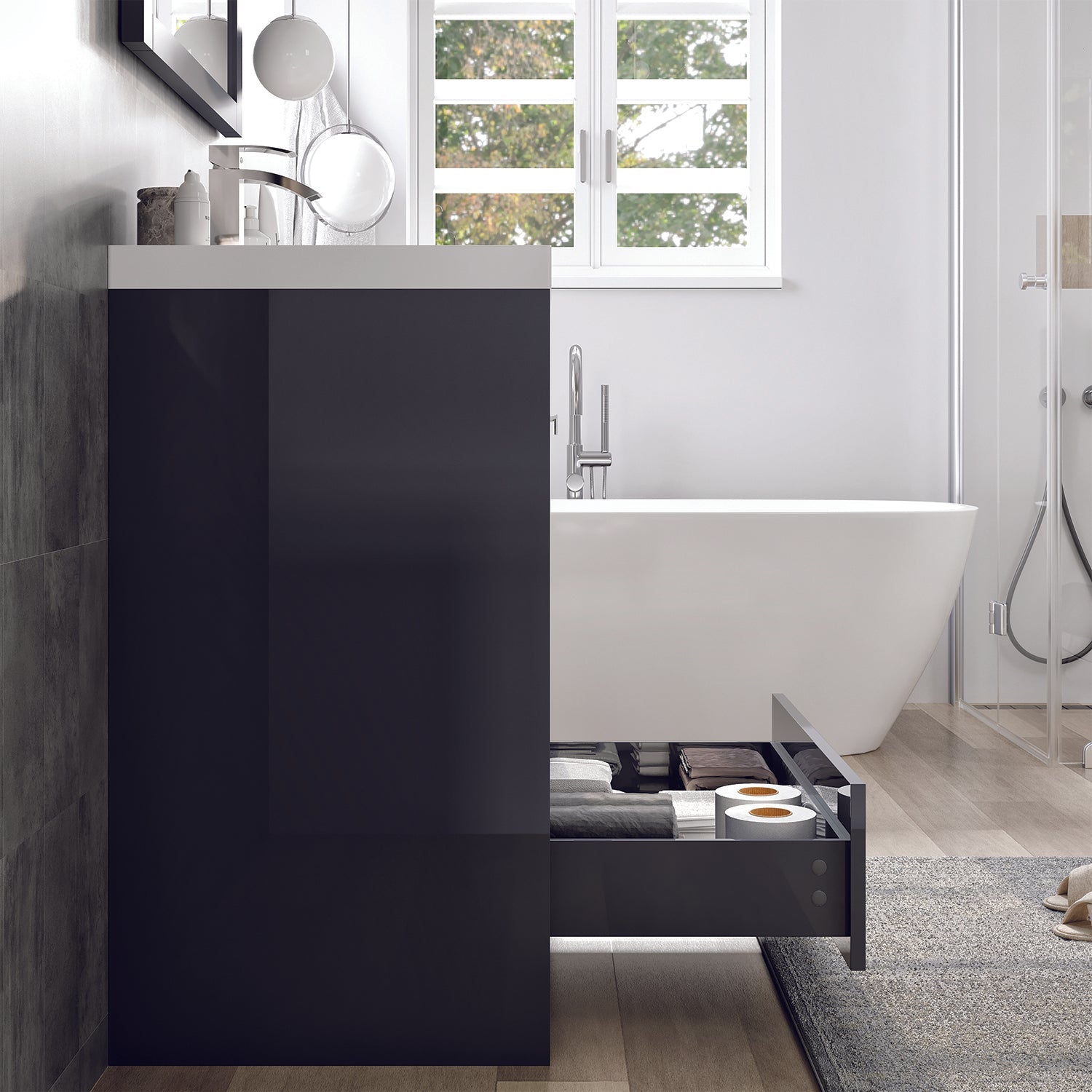 Eviva Lugano 30" Gray Modern Bathroom Vanity with White Integrated Acrylic Sink