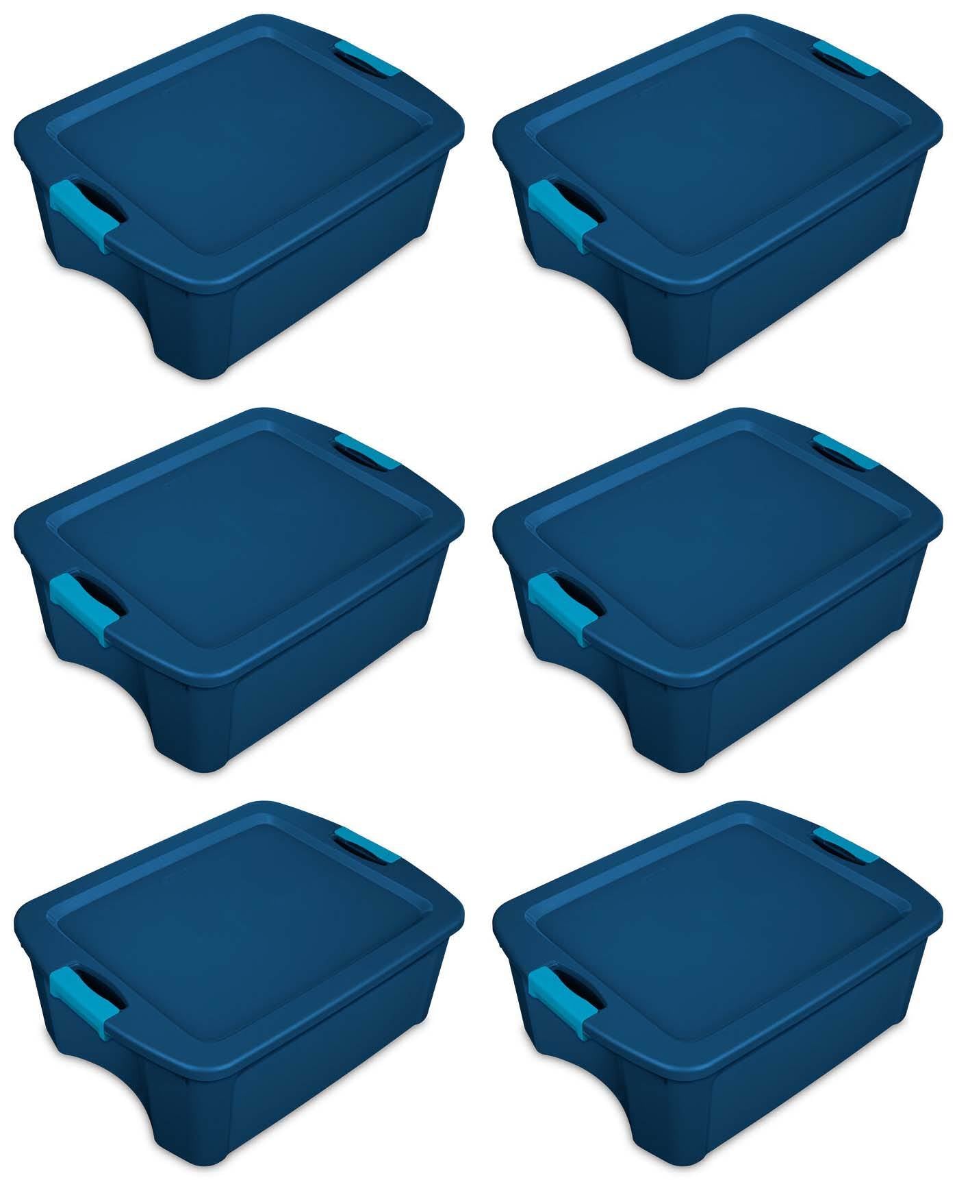 Sterilite 12 Gallon Latch and Carry Storage Tote, True Blue (6 Pack) | 14447406